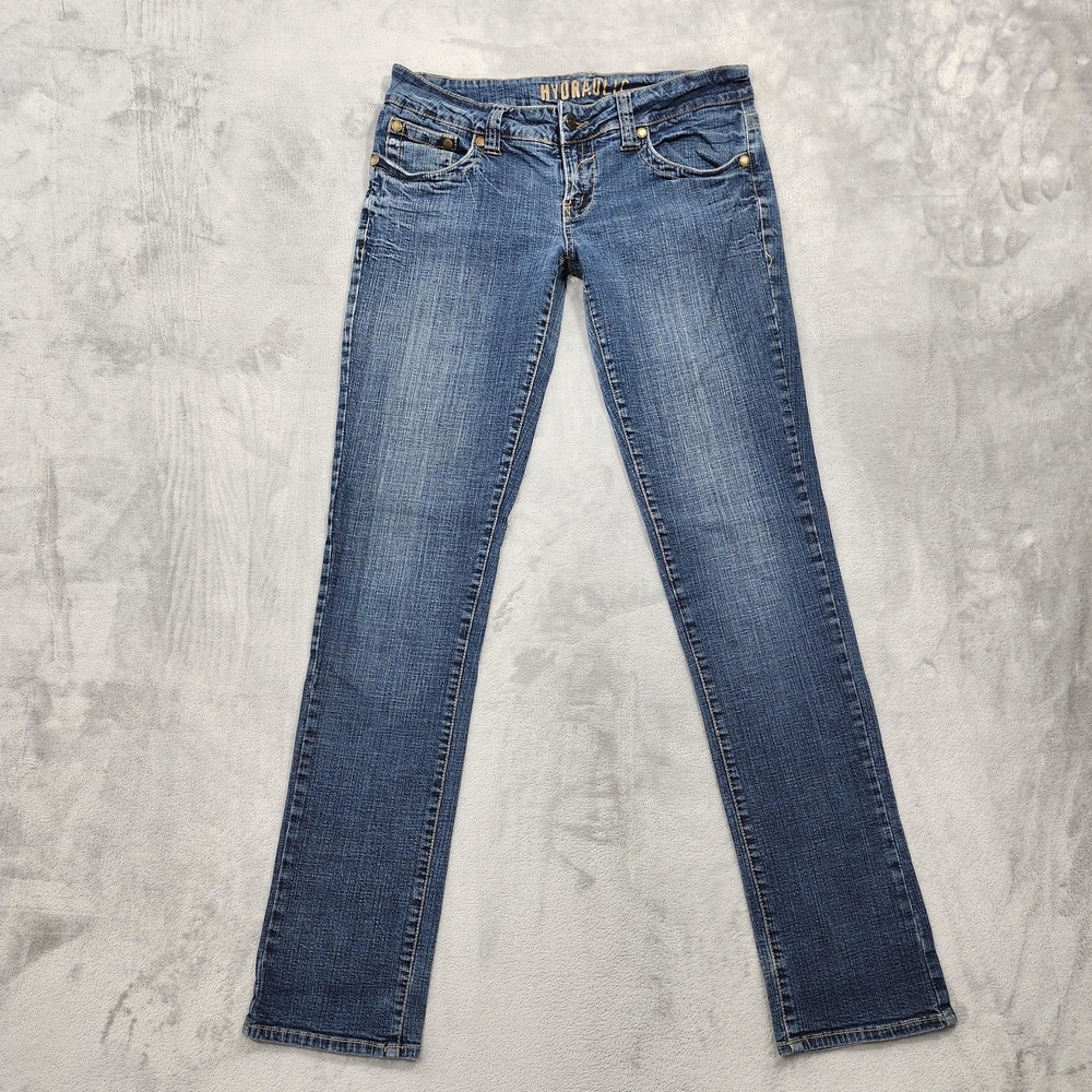 Hydraulic Jeans Womens 7/8 Juniors Blue Low Rise Straight‎ Slim Stretch Denim